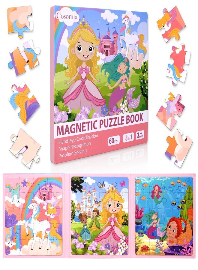 Cosomia Unicorn Princess Mermaid Magnetic Puzzles for Kids Ages 3-6, 3x20 Pieces Travel Games for Car Airplane Road Trip, Activities Toys Gifts for Toddlers Boys Girls - Image 4